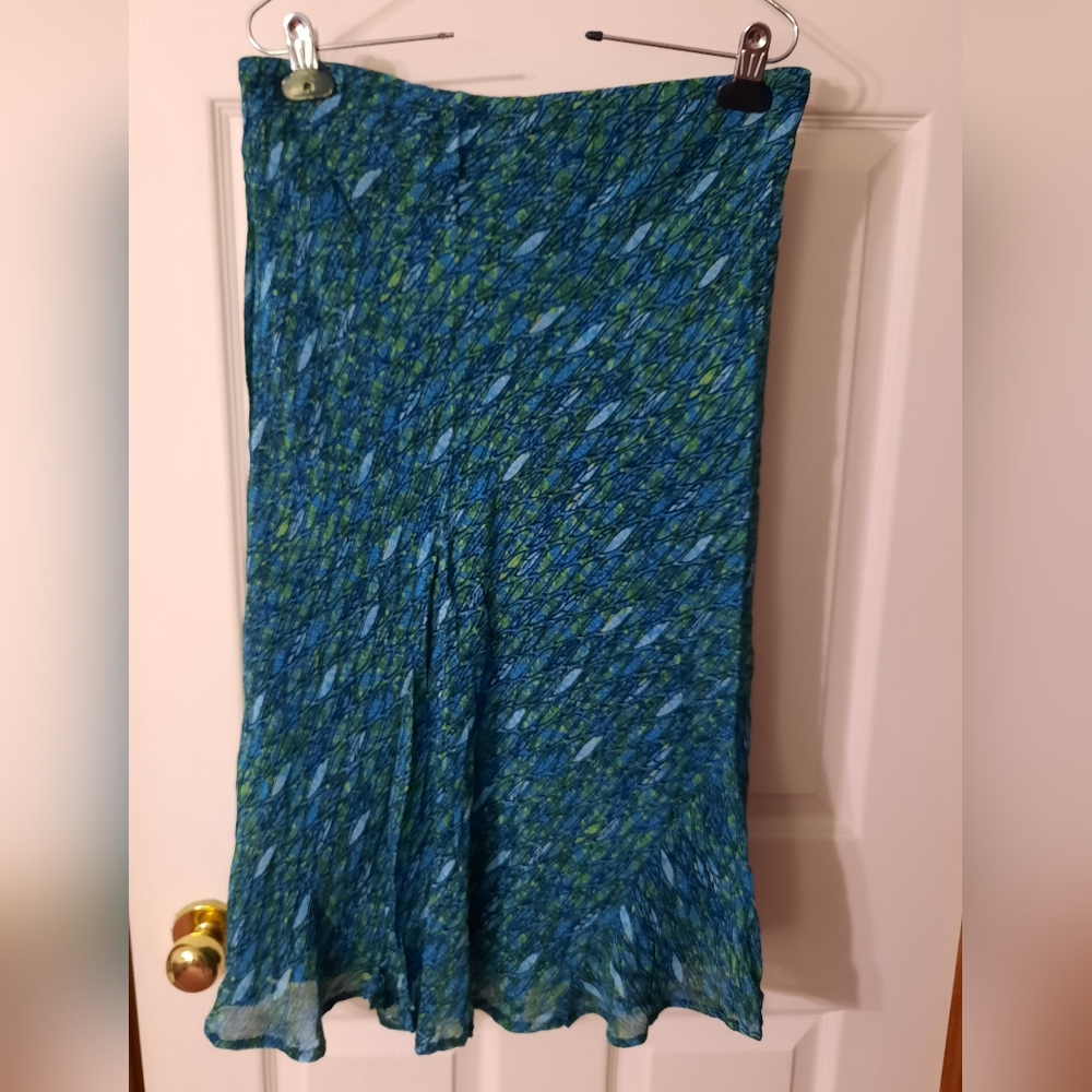 Vintage Sheer Peacock Feather Print Skirt